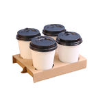 Logo tùy chỉnh Carrier Carrier Cup, Coffee Mug Carrier Tái chế Giấy kraft nâu