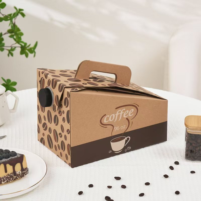 96oz Disposable Insulated Coffee Traveler Dispenser to Go Boxes Portable Handle Beverage Take Out Containers for Catering