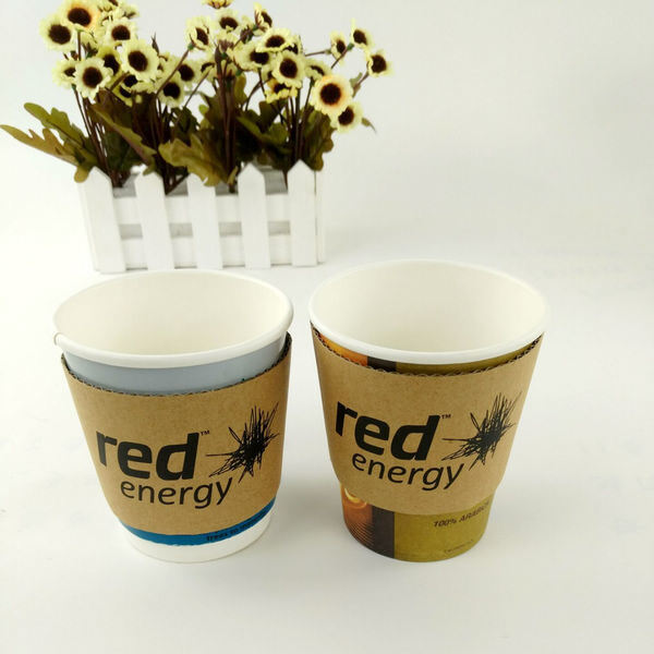 Đồ uống có thể tùy chỉnh tay cầm cốc một lần Kraft cardboard Cụm cà phê trà với logo thương hiệu thiết kế in
