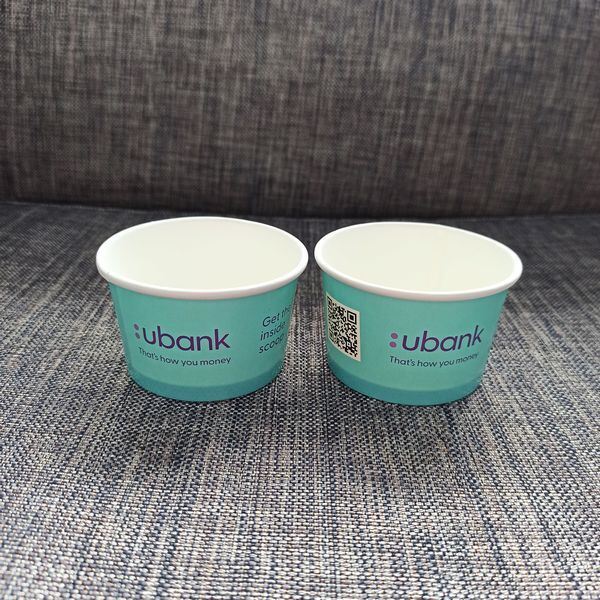Cốc kem dùng một lần với nắp in tùy chỉnh PP / giấy hộp đựng món tráng miệng đông lạnh cho gelato, sữa chua & TakeawayCốc kem dùng một lần với nắp in tùy chỉnh PP / giấy món tráng miệng đông lạnh Con