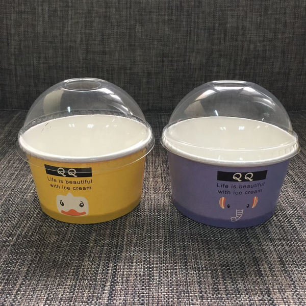Cốc kem dùng một lần với nắp in tùy chỉnh PP / giấy hộp đựng món tráng miệng đông lạnh cho gelato, sữa chua & TakeawayCốc kem dùng một lần với nắp in tùy chỉnh PP / giấy món tráng miệng đông lạnh Con