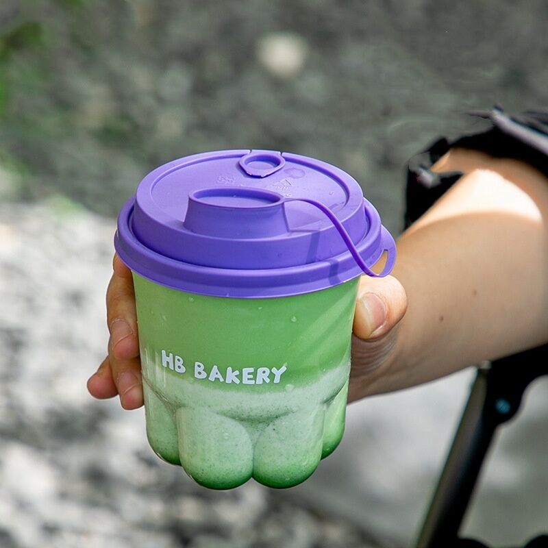 Cute và sáng tạo Cat Claw Cup Một lần sử dụng cốc cà phê với nắp minh bạch High Beauty Cold Drink Milk Tea Cup