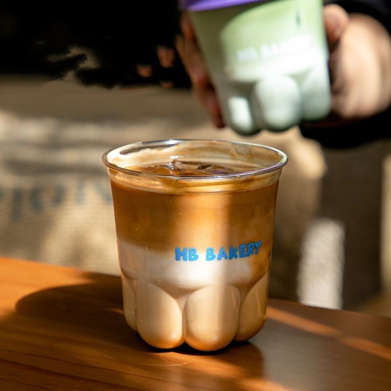 Cute và sáng tạo Cat Claw Cup Một lần sử dụng cốc cà phê với nắp minh bạch High Beauty Cold Drink Milk Tea Cup