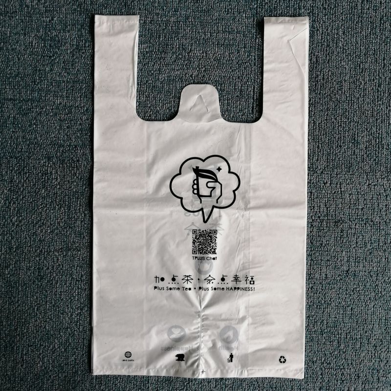 Hdpe Clear T Áo nhựa Túi Takeaway Túi tùy chỉnh Logo Side Gusset Loại