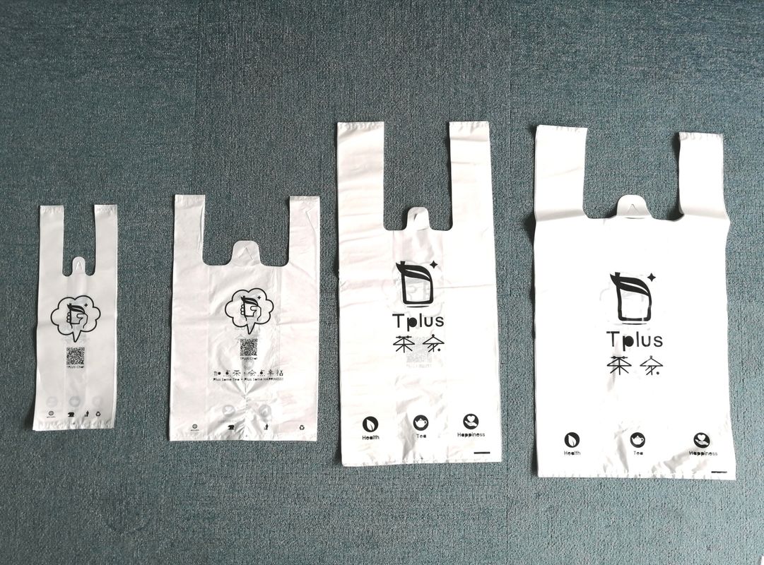 Hdpe Clear T Áo nhựa Túi Takeaway Túi tùy chỉnh Logo Side Gusset Loại