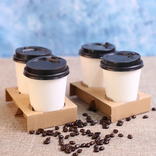 Dùng một lần Take Away Coffee Cup Carrier Paper Bột giấy cho 2 Cup 4 Cup Ổn định