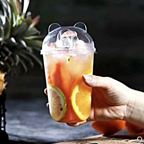 6 màu In cốc nhựa dùng một lần 700ml có nắp đậy và biểu tượng tùy chỉnh ống hút