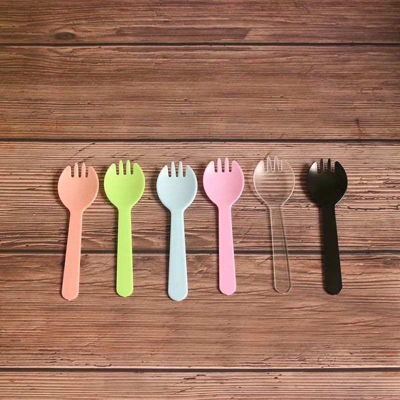 Ice Cream Spoon Fork Knife Nhựa Ice Cream Colors Thìa Vàng Đen