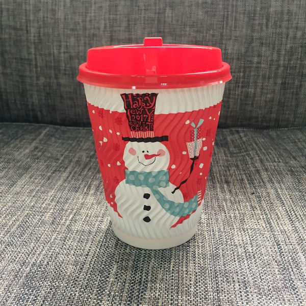 Black Ripple Wall Cup Paper dùng một lần có nắp đôi Tường màu tùy chỉnh