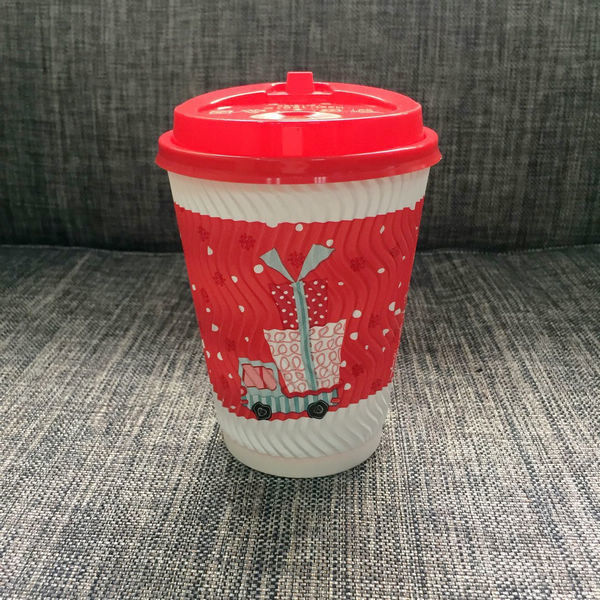 Black Ripple Wall Cup Paper dùng một lần có nắp đôi Tường màu tùy chỉnh