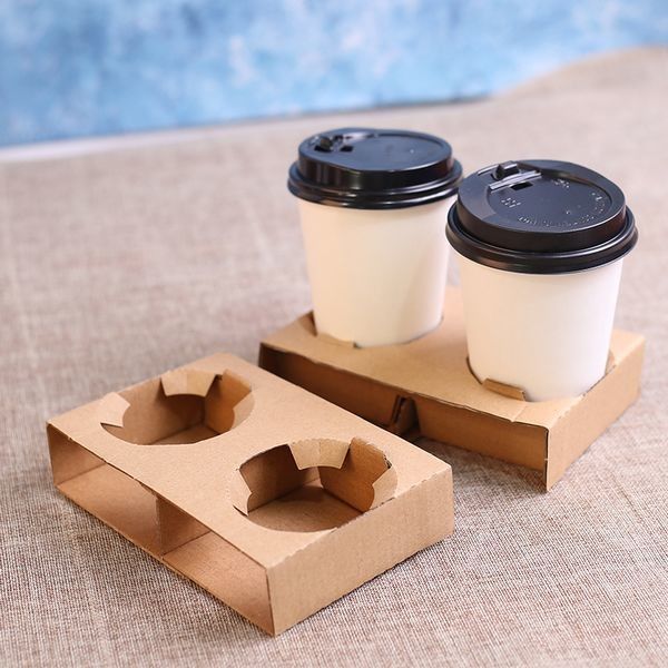Dùng một lần Corrugate Coffee Cup Carrier Giấy kraft Đồ uống nóng để đóng gói Cup