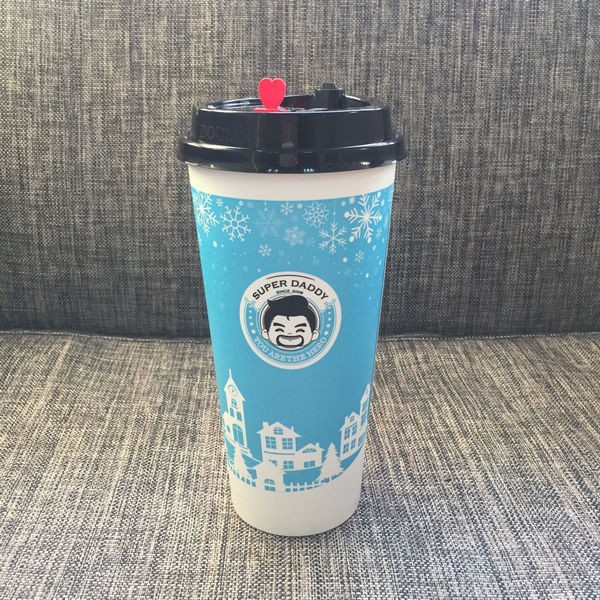 Màu tùy chọn 16oz Ly giấy dùng một lần có nắp đậy mực thực phẩm cho các cửa hàng trà Boba