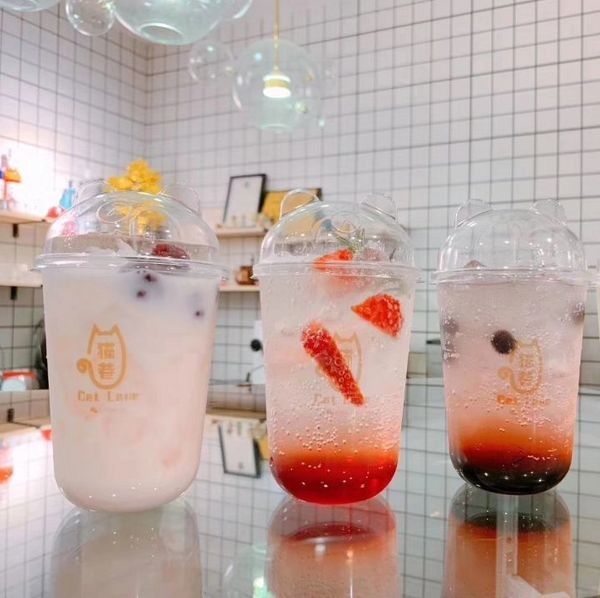 Cà phê thức ăn dành cho thú cưng Cốc nhựa dùng một lần 500ml cho quán cà phê lạnh Logo tùy chỉnh