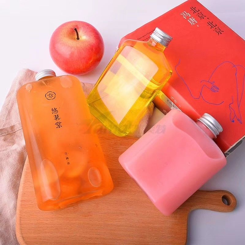 Cửa hàng tráng miệng Chai trà sữa vuông Lấy đi Chai 500ml cho Boba và nước trái cây
