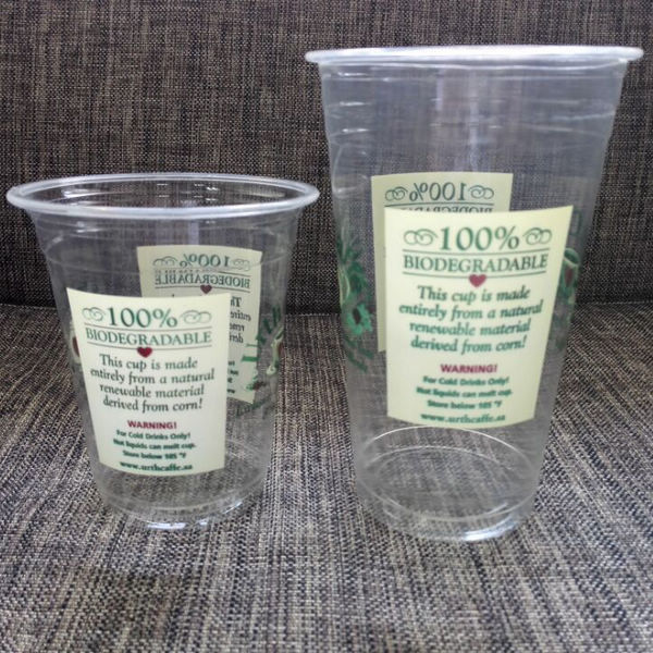 Ngô dựa trên cốc PLA Bộ đồ ăn có thể phân hủy sinh học và có thể phân hủy 12oz 16oz 20oz